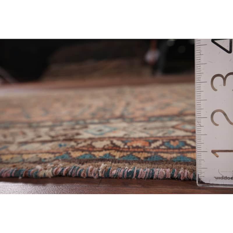 Geometric Hamedan Vintage Persian Runner Rug Handmade Wool Carpet - 3'9" x 8'8"
