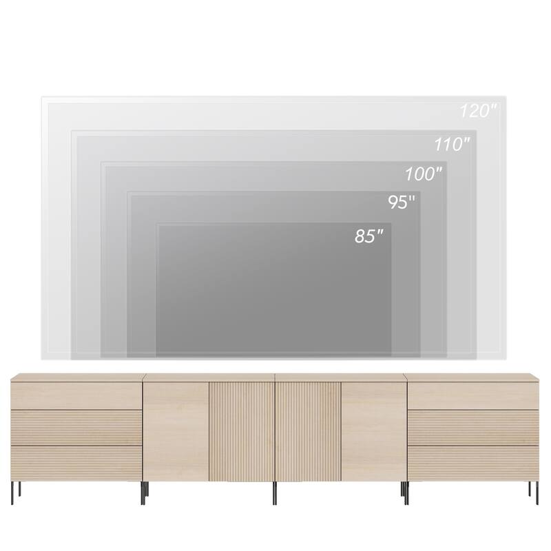 126" Modern Reeded 6-Drawer Dresser For Bedroom, Minimalist Chest Of Drawers With Storage, Wooden Dresser