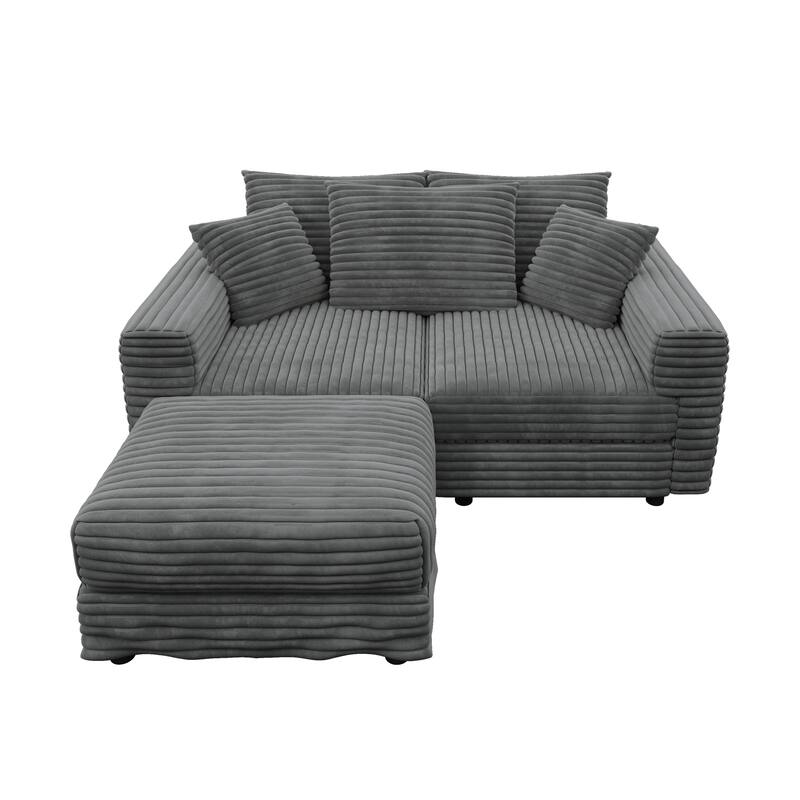 Modular Sectional Sofa with Ottomans, Oversized Corduroy Upholstered Cloud Sofa, Convertible Boneless Deep Seat Couch