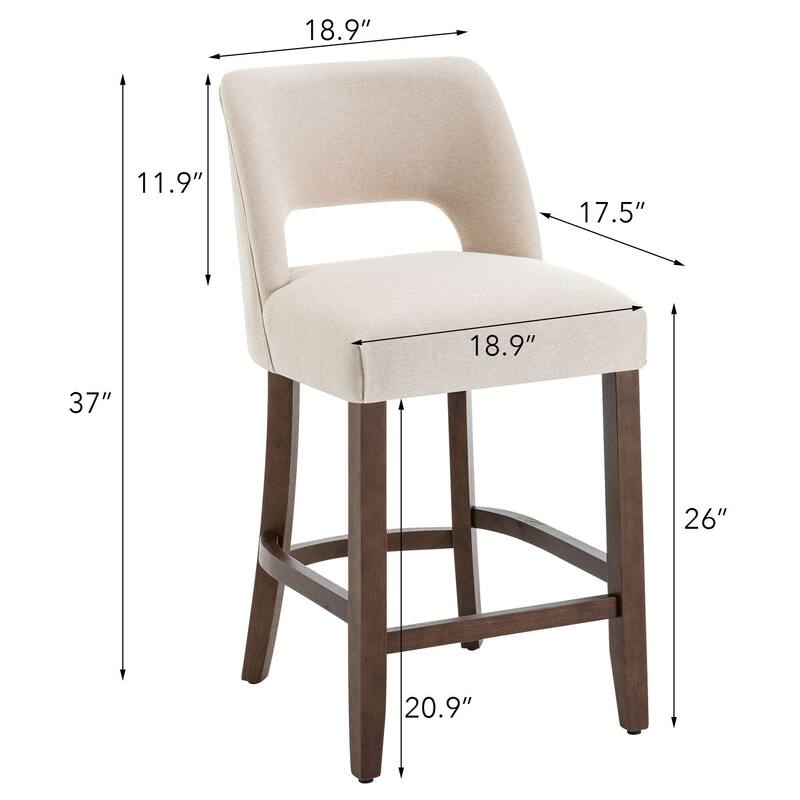 Set of 2/4/6,Upholstered Counter Height Bar Stools,Modern Counter Stools with Wood Legs for Kitchen Island Dining Room Bar