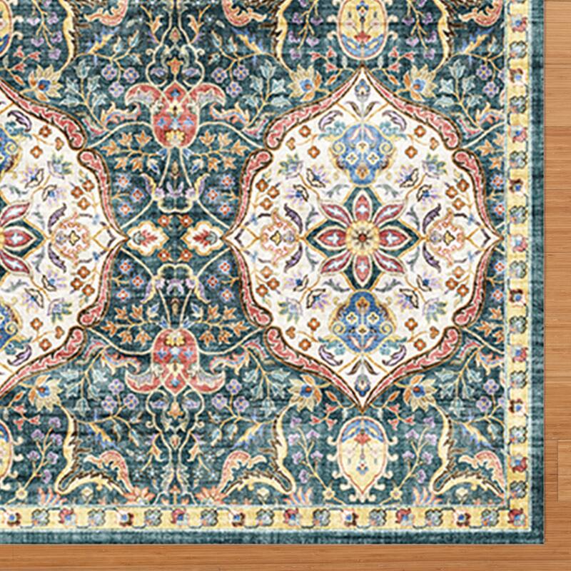 Gertmenian Crystal Print Soft Flat Pile Polyester Slip Resistant Washable Indoor Printed Area Rug Collection