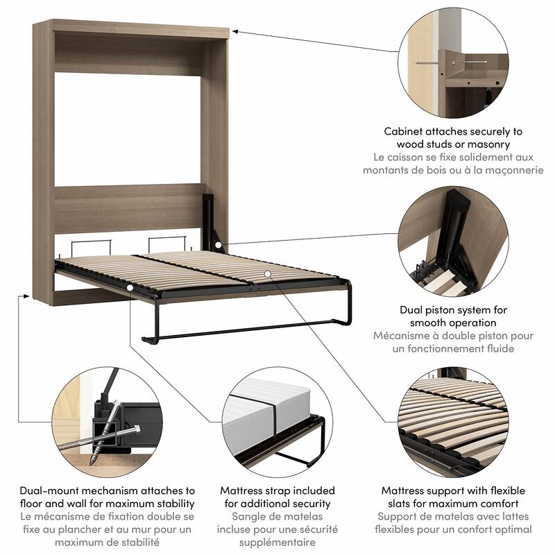 Pur 59W Full Murphy Bed for Multipurpose Room by Bestar