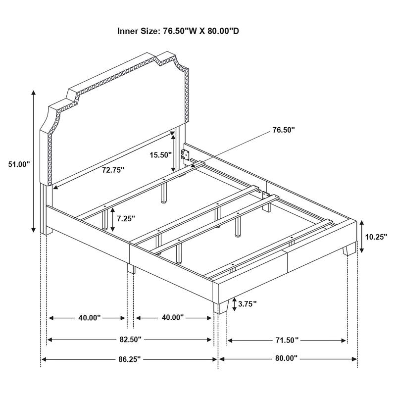 Beige Upholstered Eastern King Panel Bed with Structured Headboard and Footboard
