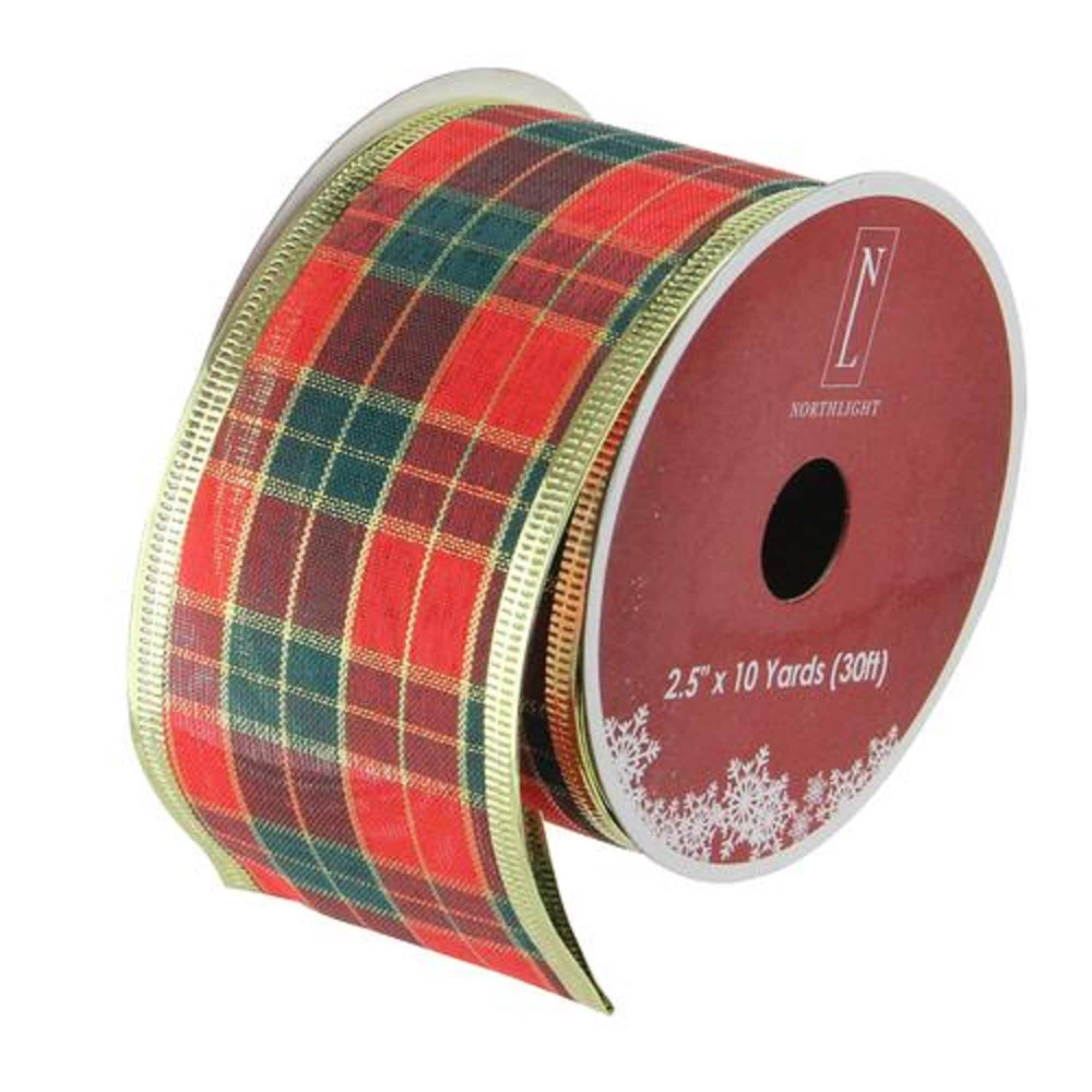 Plaid Wired Craft Christmas Ribbon 2.5