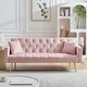 preview thumbnail 1 of 13, Versatile Convertible Folding Futon Sofa Bed, Features Adjustable Backrest and Stylish Gold Legs.