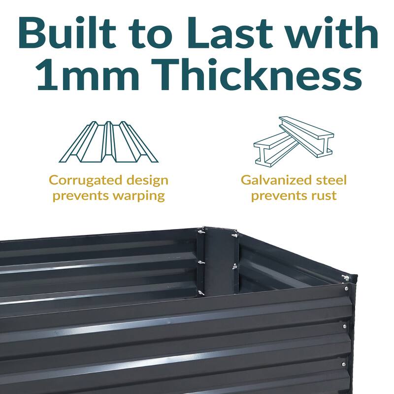 Sunnydaze Galvanized Steel Raised Garden Bed - 4' x 2' Rectangle