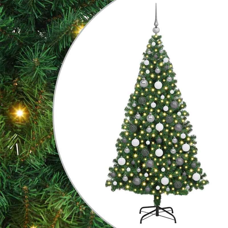 vidaXL Artificial Christmas Tree Green 70.9" PVC and Steel and Plastic - 37 x 37 x 71