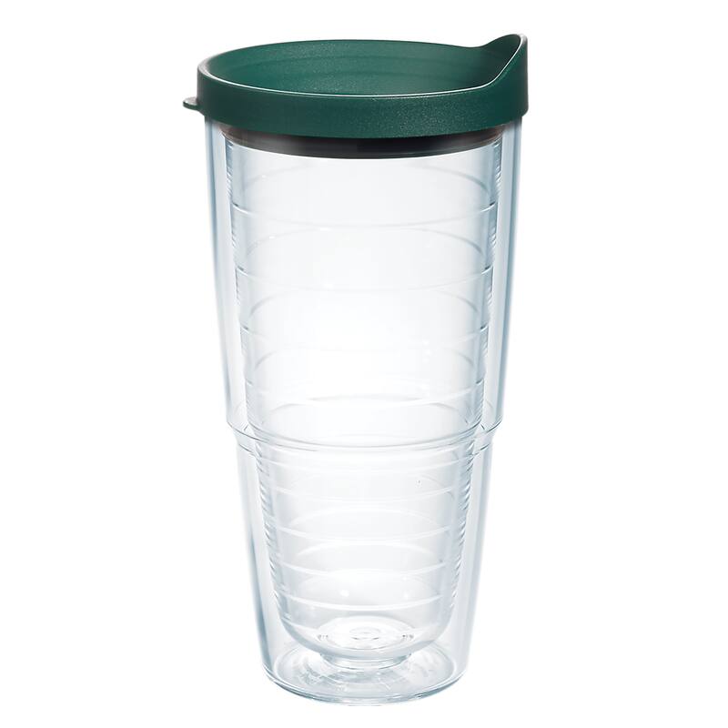 Tervis Clear & Colorful Lidded Made in USA Double Walled Insulated Travel Tumbler, Hunter Green Lid - 24oz