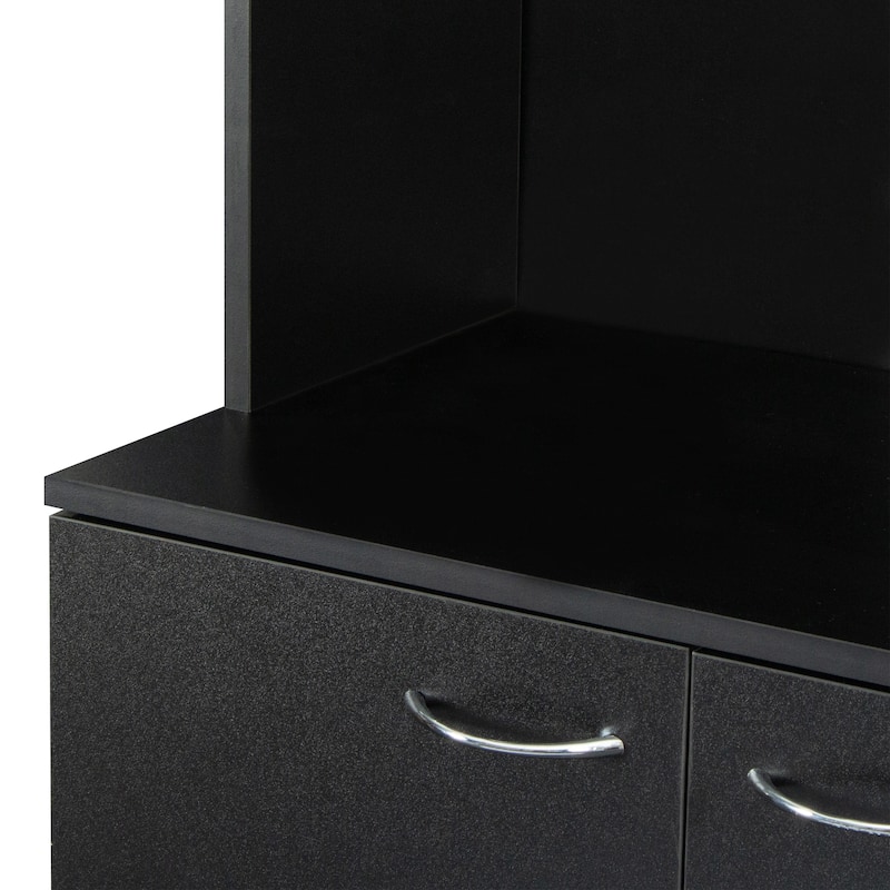 Anmytek 70.87" Tall Black Kitchen Pantry Cabinet with 6 Doors 1 Drawer and Open Shelf for Bedroom Kitchen Storage