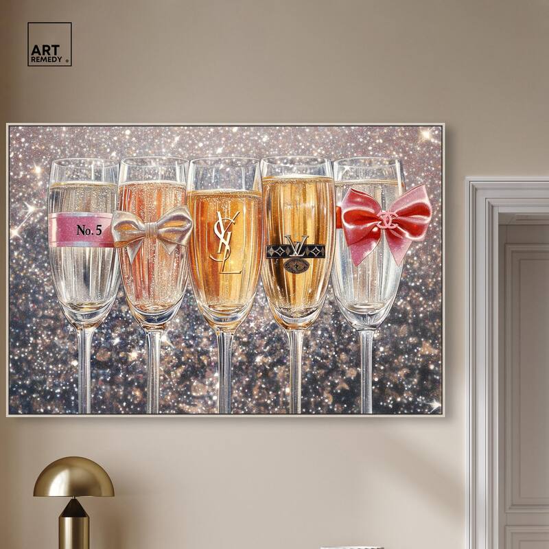 Champagne Glasses Glitz Canvas by Art Remedy