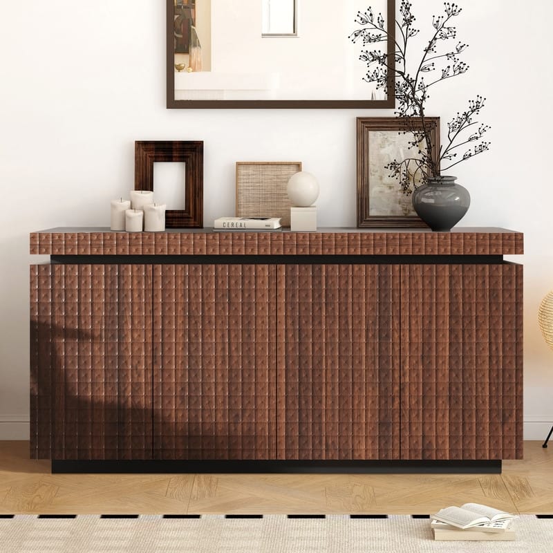 Modern 58.3" Sideboard Buffet Cabinet with Easy Clean Durable Storage and Anti-Collision Design for Your Home