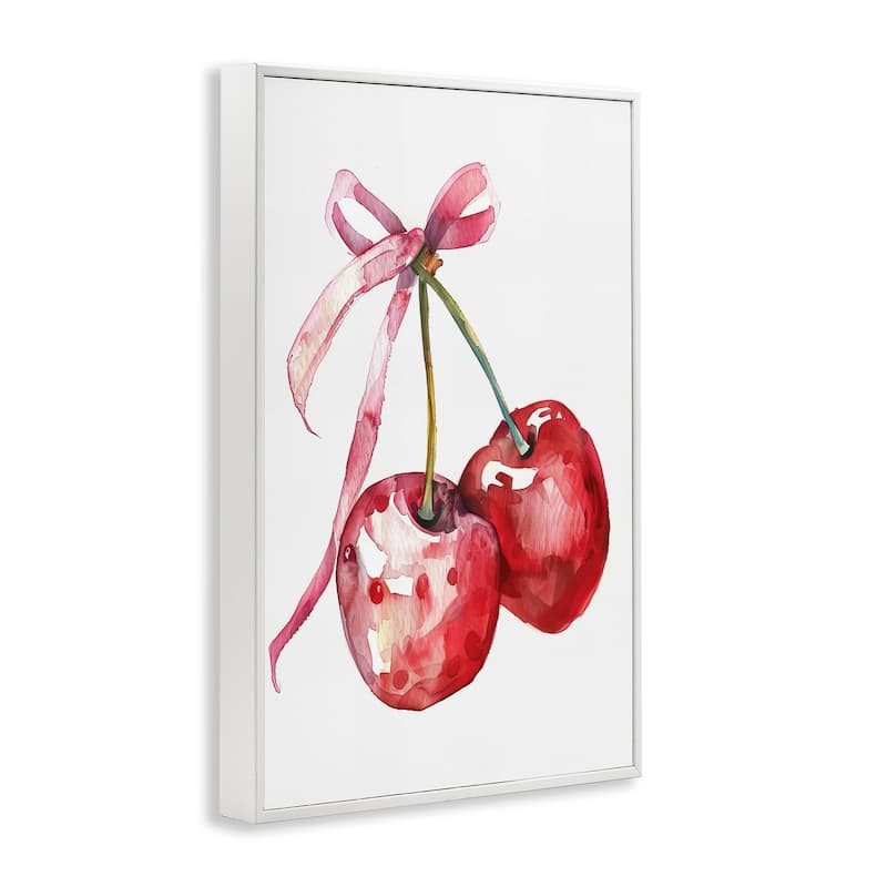 Stupell Cherries Tied in Ribbon Framed Giclee Art Design By LSR Design Studio