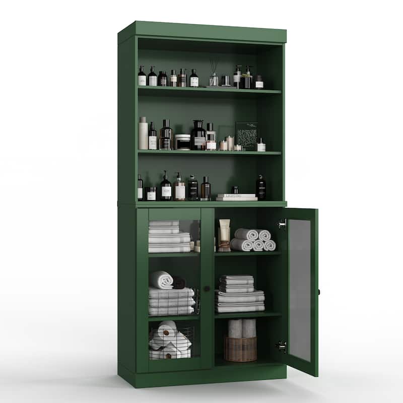 100% Solid Wood 32" Bathroom Cabinet with Optional Doors by Palace Imports - Green - 2 Doors Glass