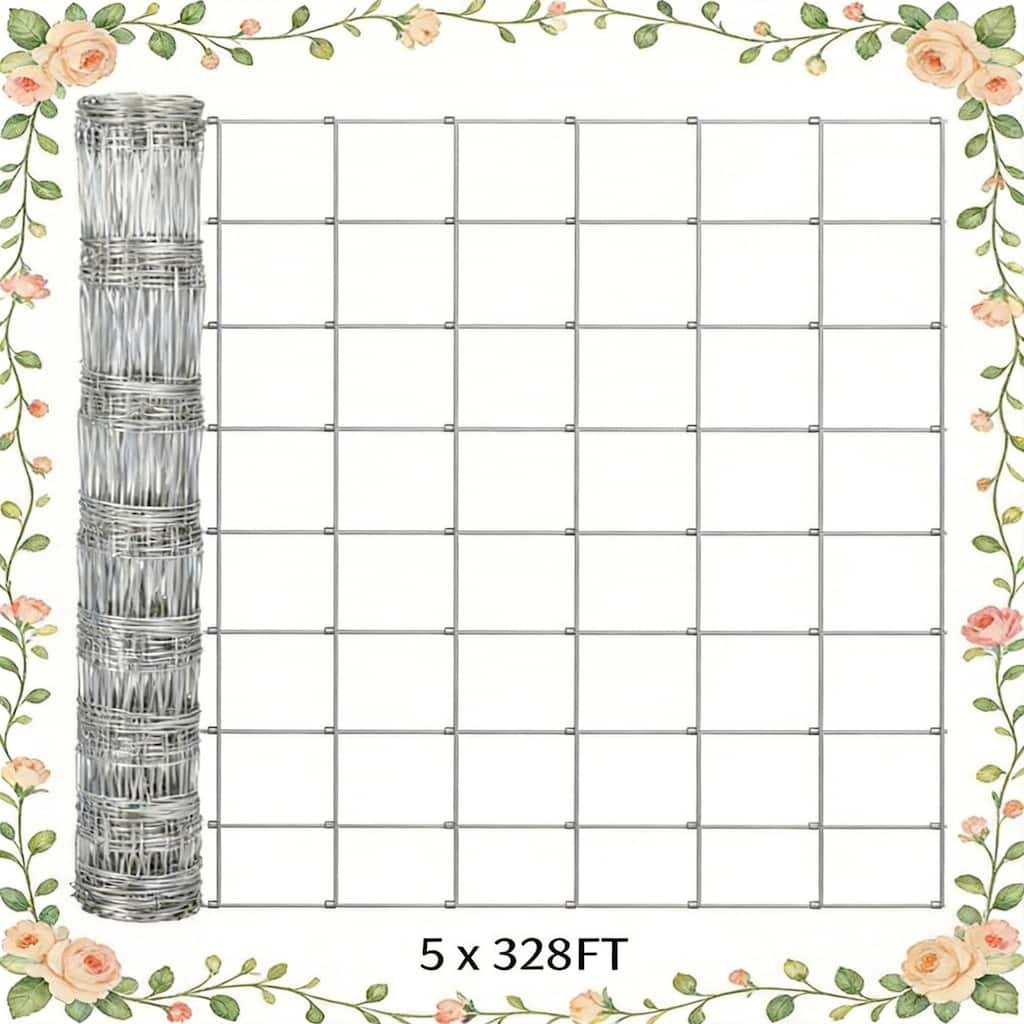 5FT x 328FT Heavy Duty Galvanized Cattle Fence Panel for Livestock Goat Sheep and Garden Enclosure