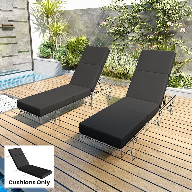 Outsunny Chaise Lounge Cushion, 4" Thick Outdoor Lounge Chair Cushion with Non-Slip Ties