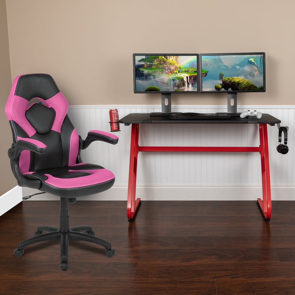 Gaming Desk and Chair Set with Cup Holder and Headphone Hook - Desk Bundle