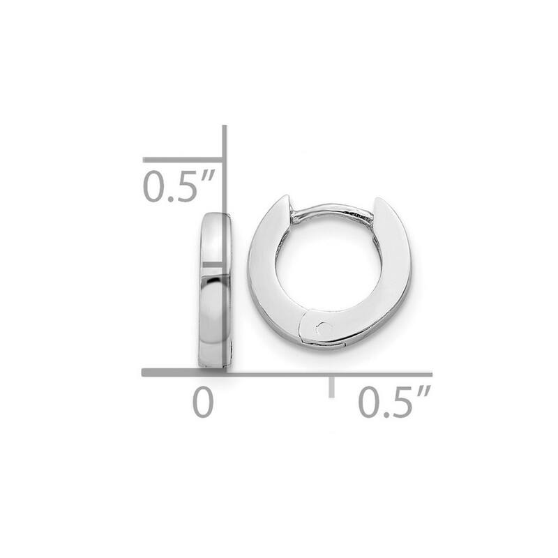 Curata 14k White Gold Polished Small Hinged Hoop Earrings - 6x2mm