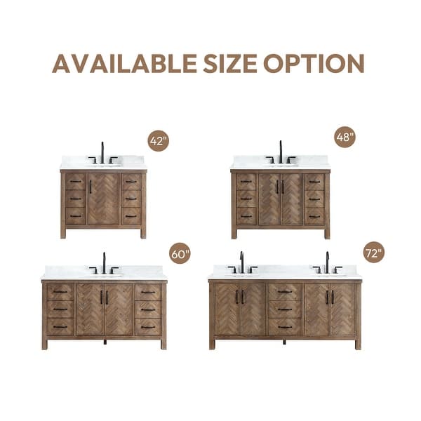 dimension image slide 1 of 10, Javier Bath Vanity with Composite Stone Top without Mirror