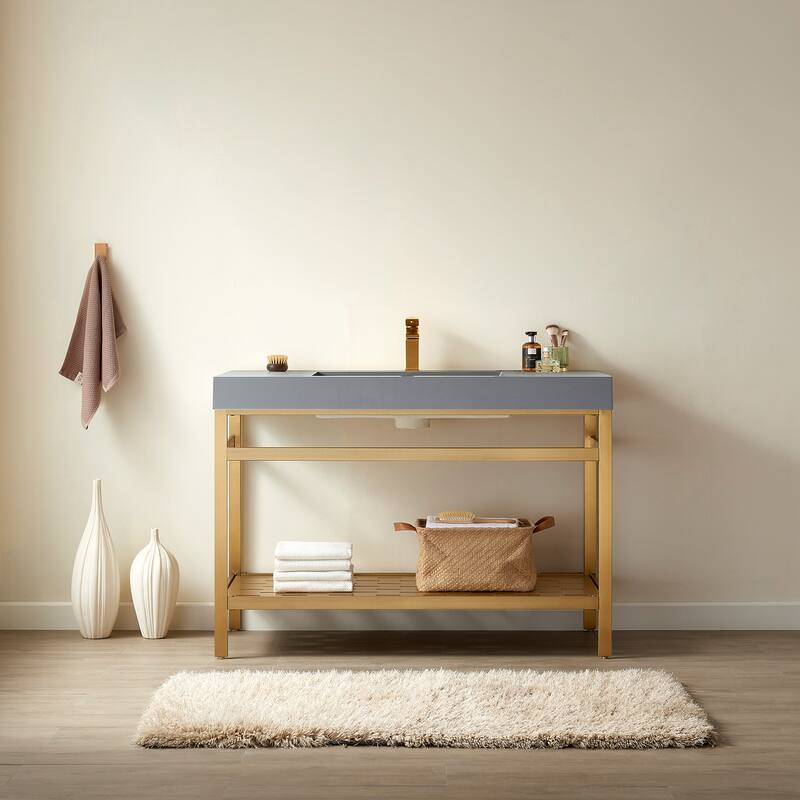 Ablitas 48" Single Vanity in Metal with Stone Sink Top