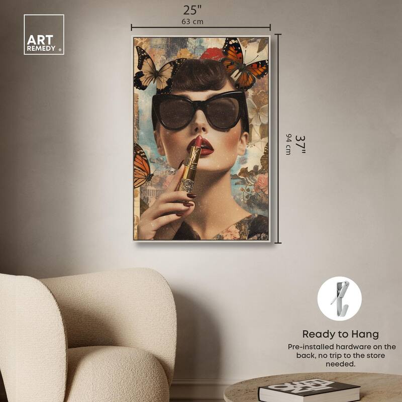 Iconic Lady Butterfly Collage II Canvas by Art Remedy