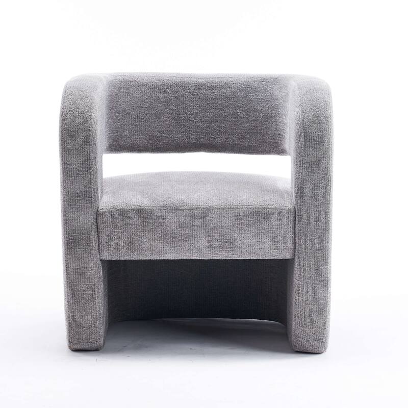 Set of 1 Square Barrel Shaped Boucle Upholstered Accent Armchair