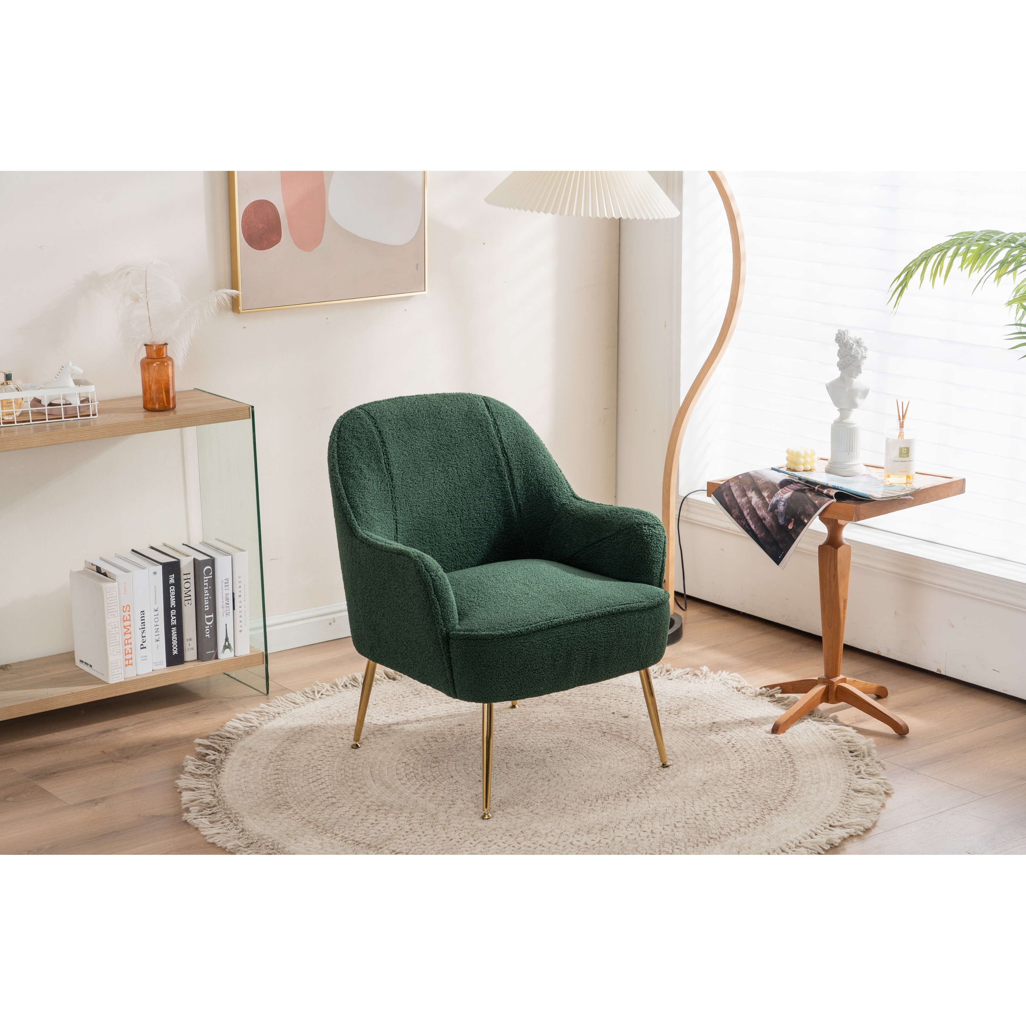 Modern Soft Teddy Fabric Ergonomics Accent Chair Living Room Chair Bedroom Chair Home Chair With Adjustable Legs Bed Bath Beyond 36764401