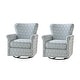 preview thumbnail 39 of 53, HULALA HOME Georg Transitional Floral Fabric Swivel Rocker Chair with Removable Backrest and Rolled Armrest Set of 2
