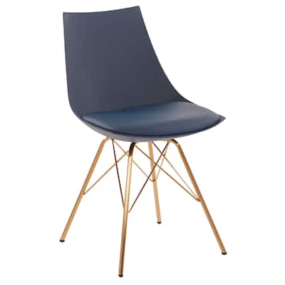 OS Home and Office Furniture Model Oakley Chair in Navy Faux Leather with Gold Chrome Base