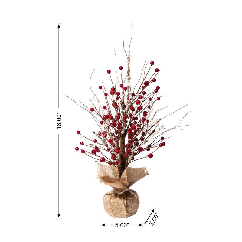 Glitzhome 20"H Christmas Floral Table Tree Decor