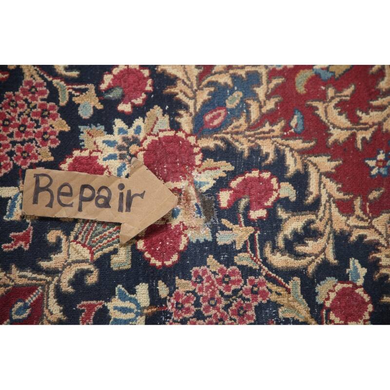 Hand Knotted Oriental 100% Wool Carpet Traditional Floral Pink Kerman Area Rug - 9' 8'' X 6' 8''