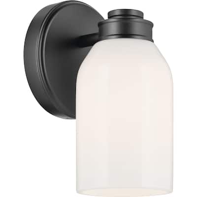 Kichler 55200 Shae 8" Tall Bathroom Sconce with Glossy White Opal