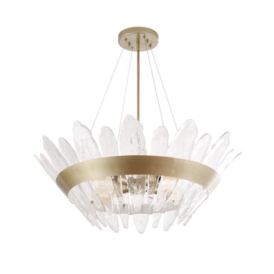 Marta 4-Light 29" Modern Handcrafted Glass Chandelier - Brushed Champagne Silver