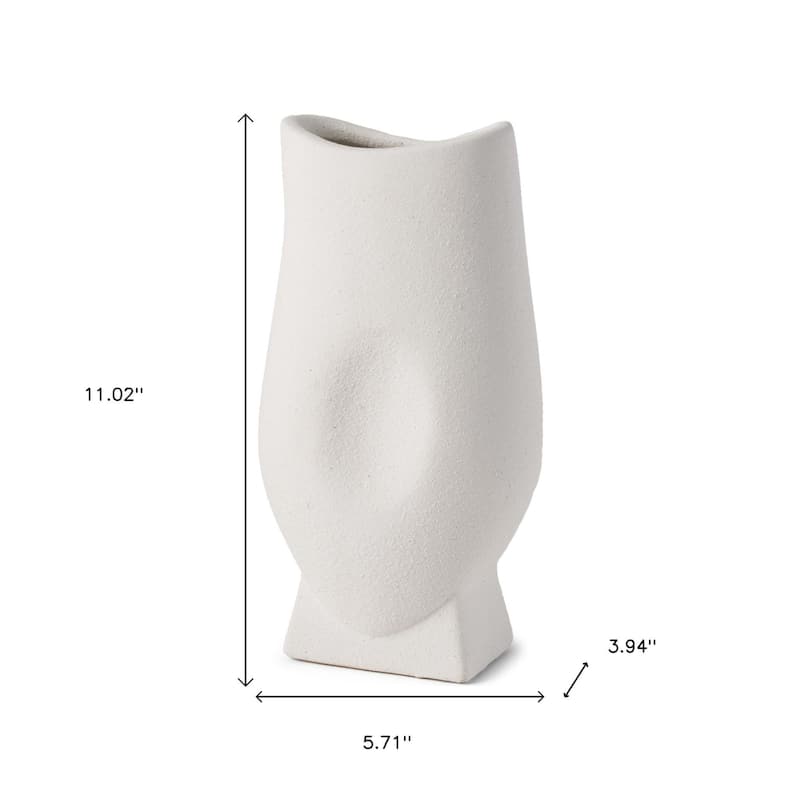 11" White Ceramic Sculptural Table Vase - 5.71
