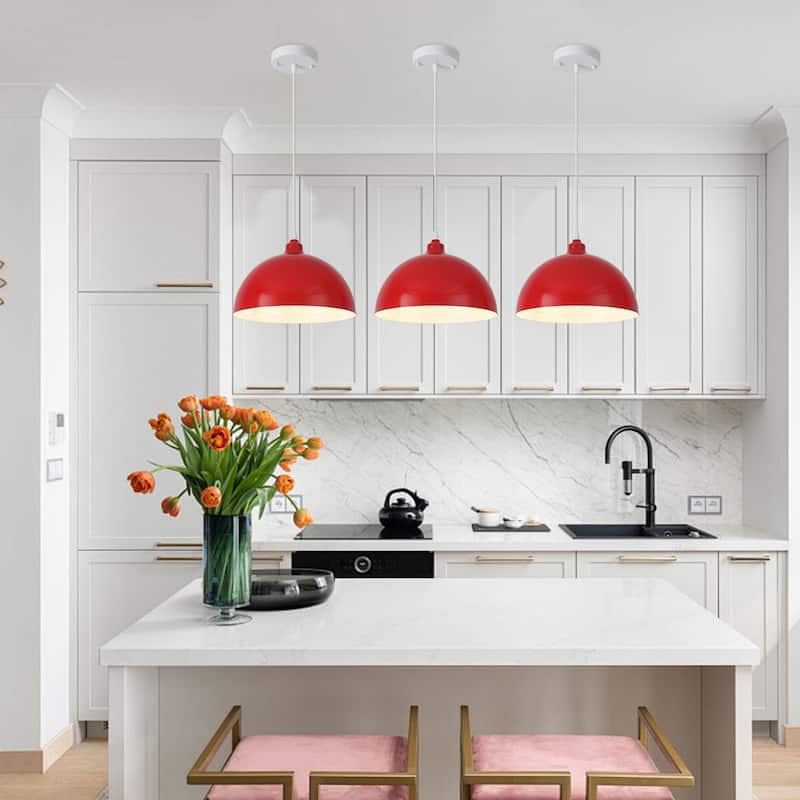 1 - Light 11.8" W Single Dome Pendant for Kitchen Island Dining Room (Set of 3) - W 11.81 in