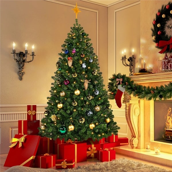 slide 2 of 17, Yaheetech Pre-lit Spruce Artificial Hinged Holiday Christmas Pine Tree