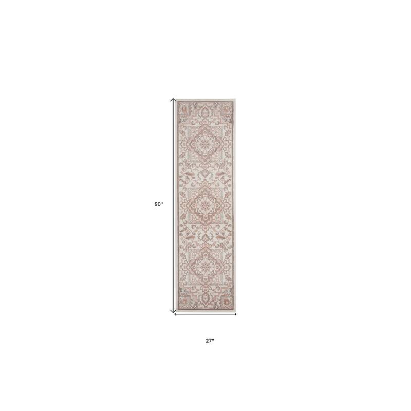 Fapu Abstract Floral Traditional Non Skid Stain Resistant Low Pile Area Rug By HomeRoots - 90' X '27' X '0.25