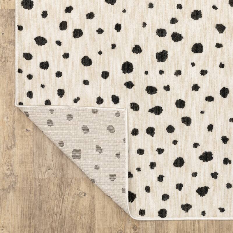 Hansel Abstract Playful Dots Beige/ Black Area Rug
