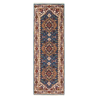 ECARPETGALLERY Hand-knotted Serapi Heritage Blue Wool Rug - 2'6 x 7'11