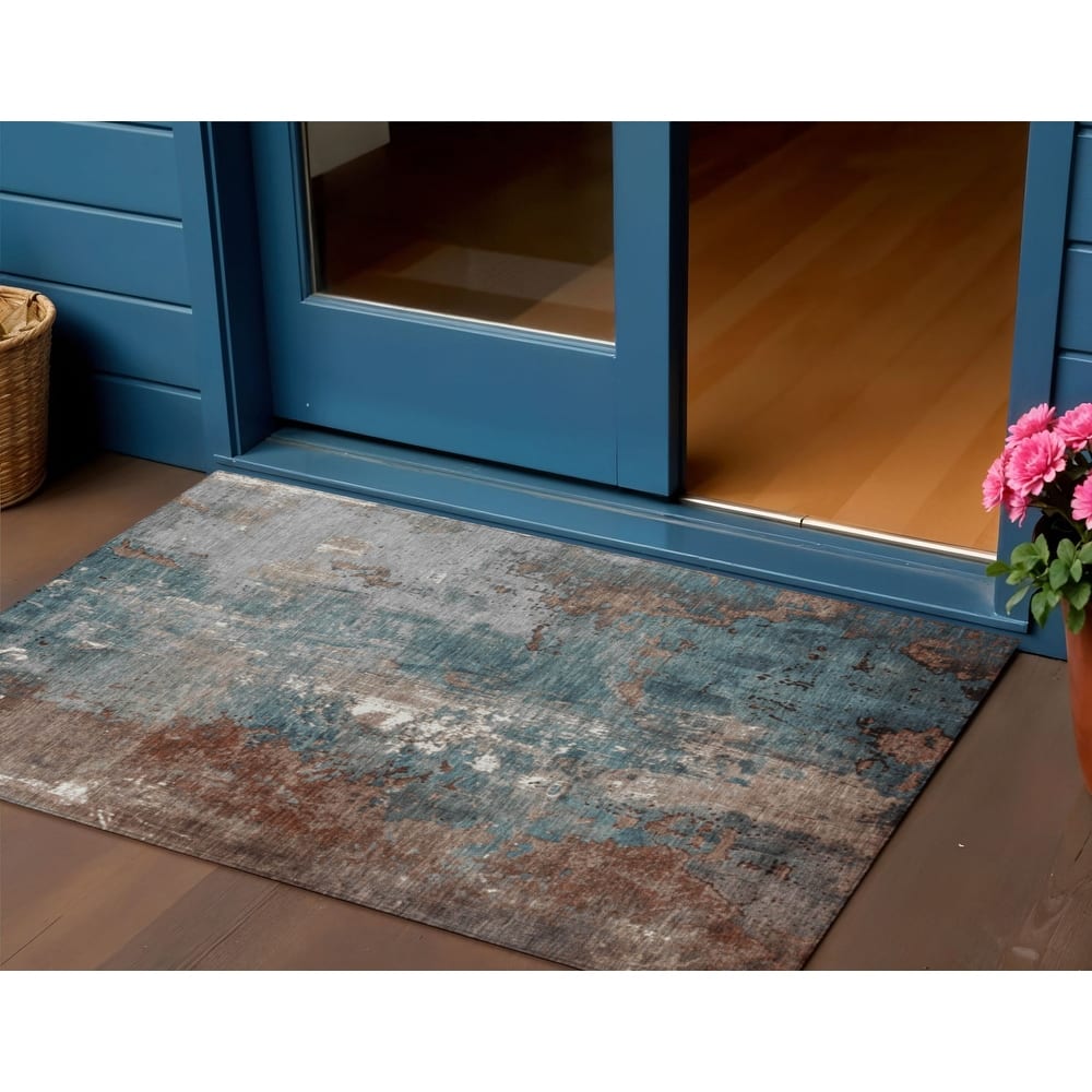 HomeRoots Abstract Transitional Rectangle Outdoor Rug