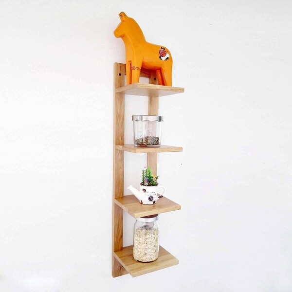 Rustic wood CD/DVD Storage Display 4 Tier Wall Mount Corner Shelves