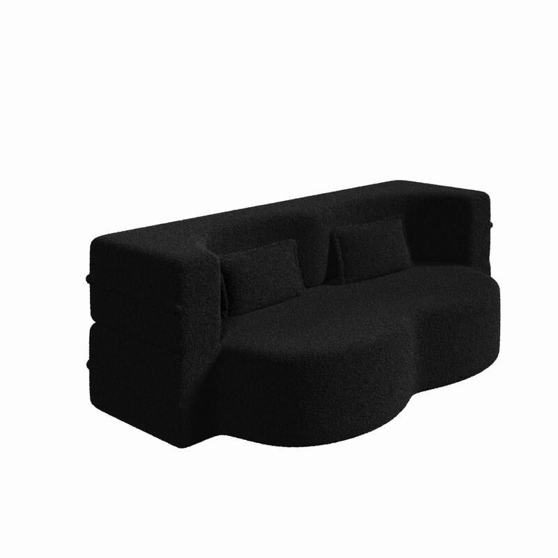 Convertible Teddy Fabric Foam-Filled Sleeper Sofa Bed