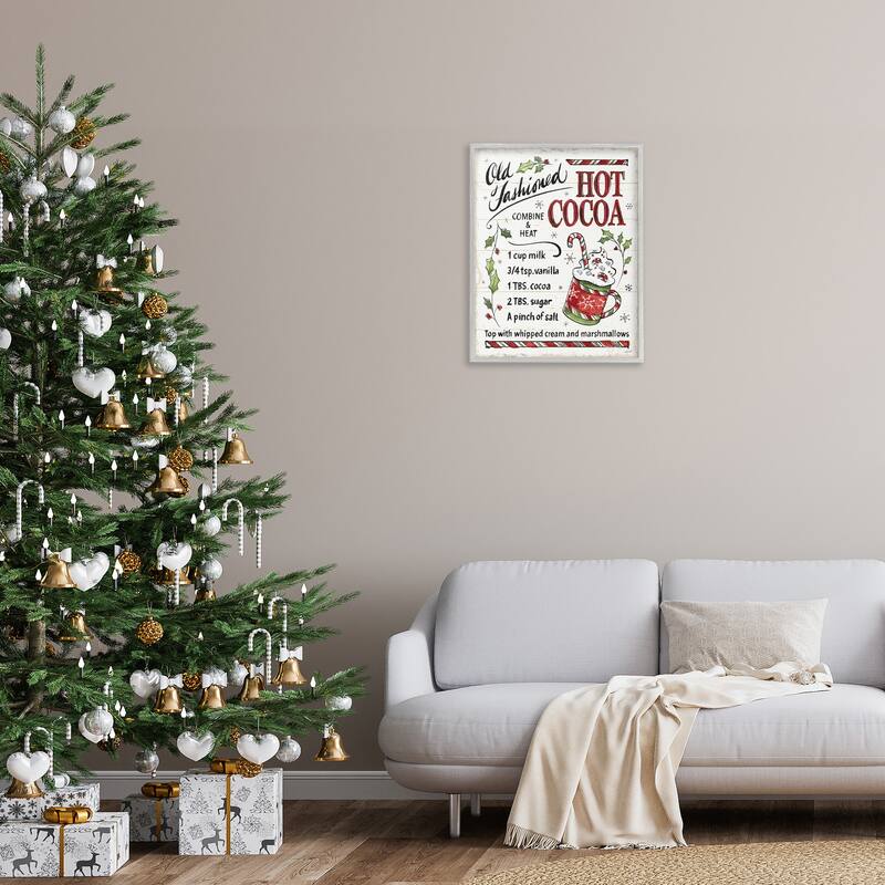 Stupell Old Fashioned Hot Cocoa Holiday Cooking Instructions Framed Wall Art - Red