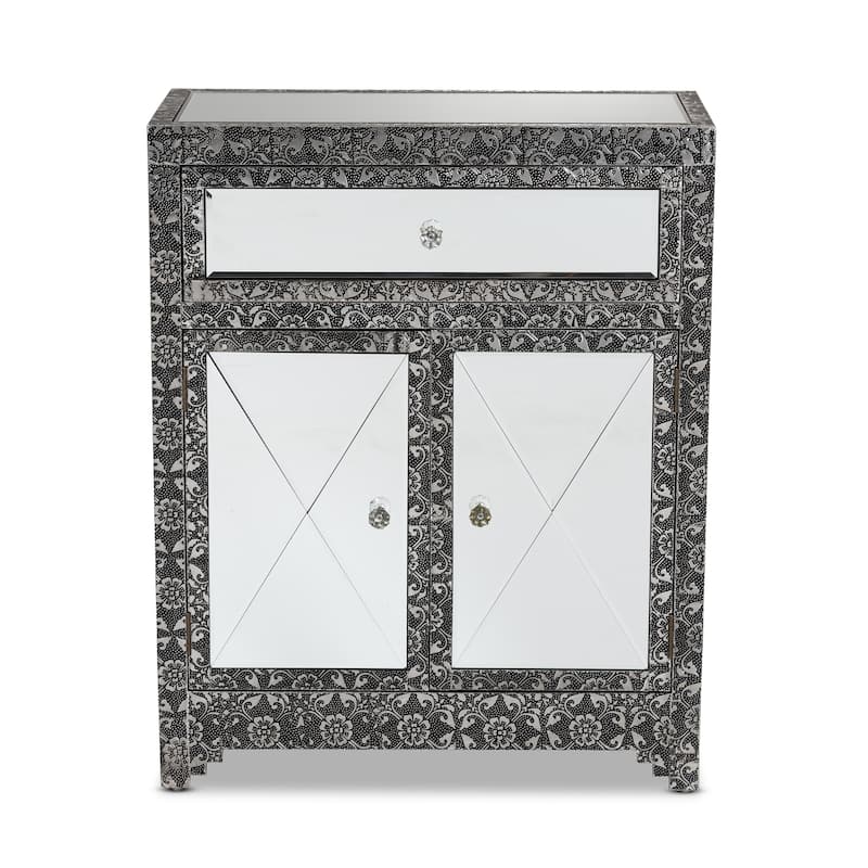 Wycliff Glam Silver Finished Metal & Mirrored Glass Sideboard/ Buffet