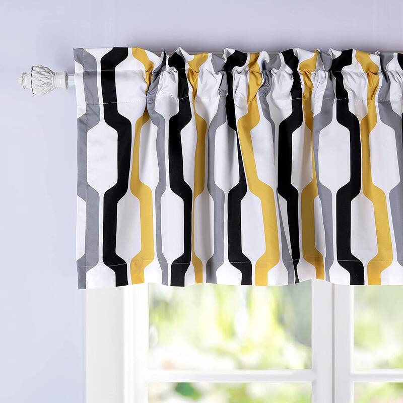 DriftAway Riley Geo Lined Window Curtain Valance - Gold White - 52" Width X 18" Length