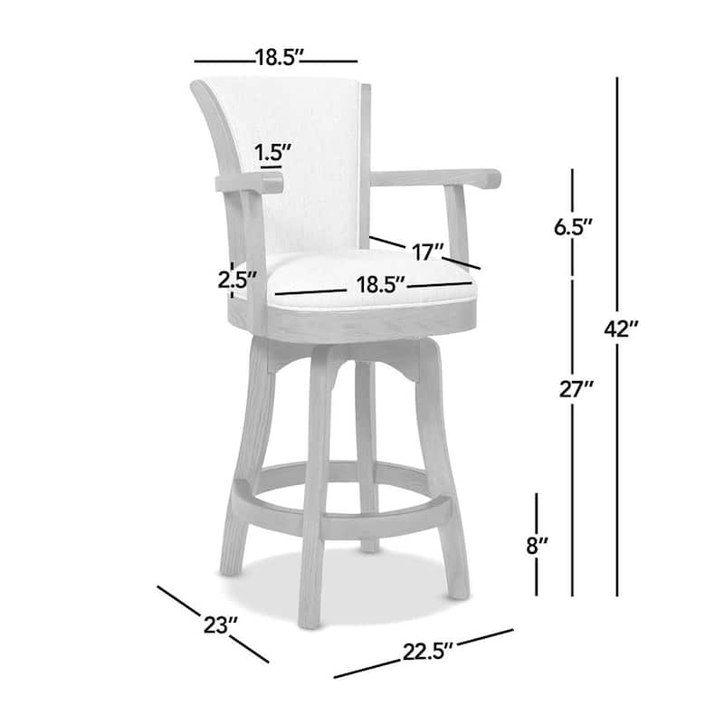 Williams 27" Swivel Upholstered Counter Stool with White Oak Wood Frame