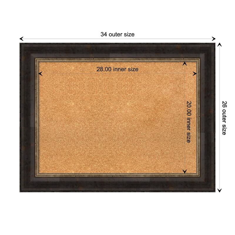 Varied Black Framed Natural Corkboard Bulletin Board - Board Size 28x20