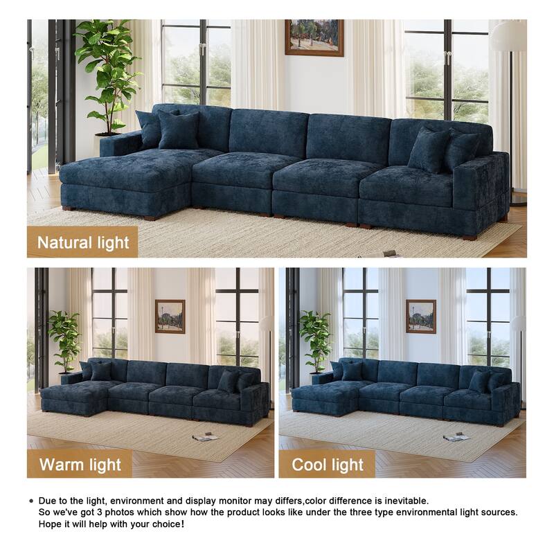 Oversized Modern Chenille L-shape Modular Sectional Sofa with Chaise