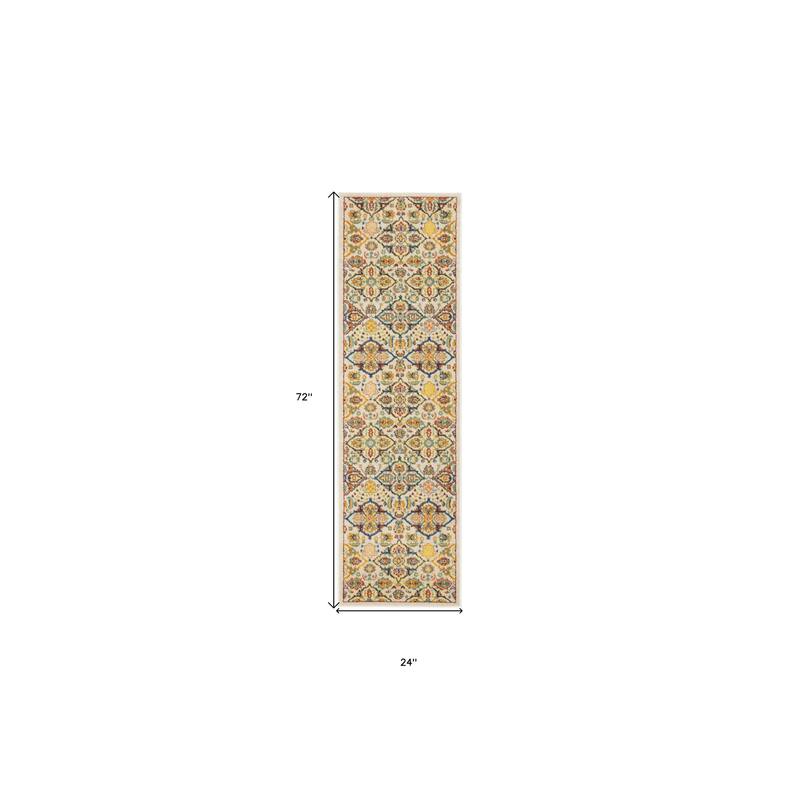 Power Loomed Floral Traditional Low Pile Area Rug - 72' X '24' X '0.25