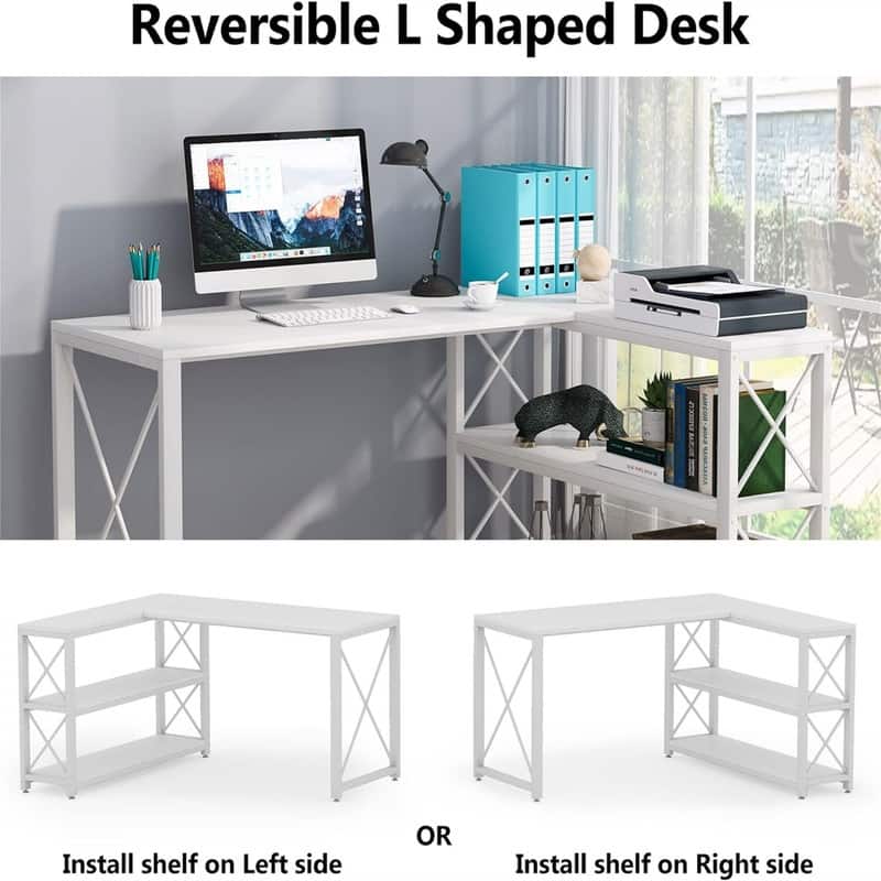 Reversible Industrial L-Shaped Desk