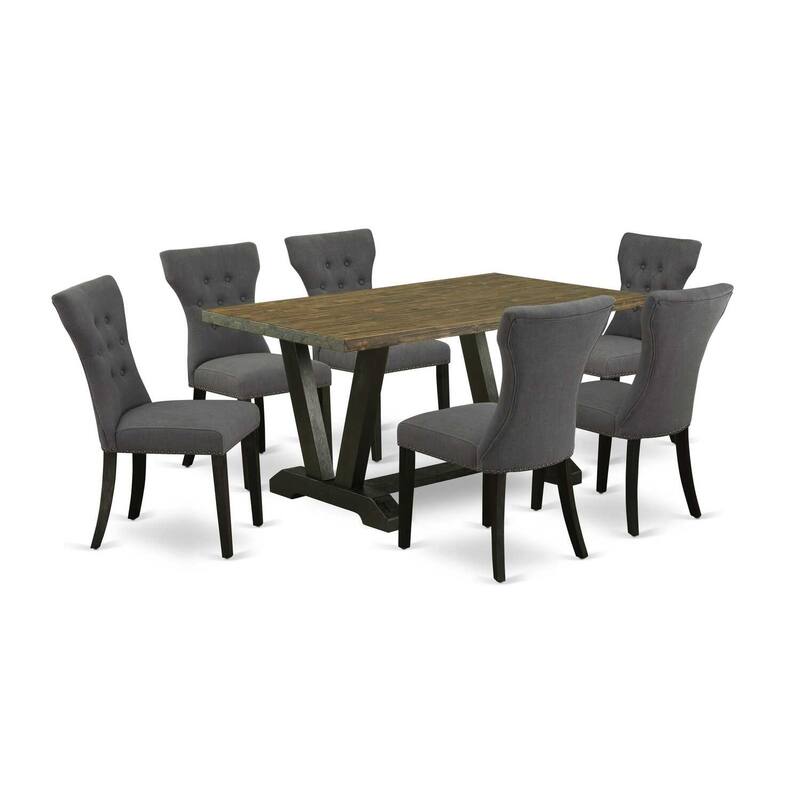 7-Piece Dining Room Set - Kitchen Table with Chairs - Modern Rectangular Table & Parson Chairs - 36x60 Inch - 60